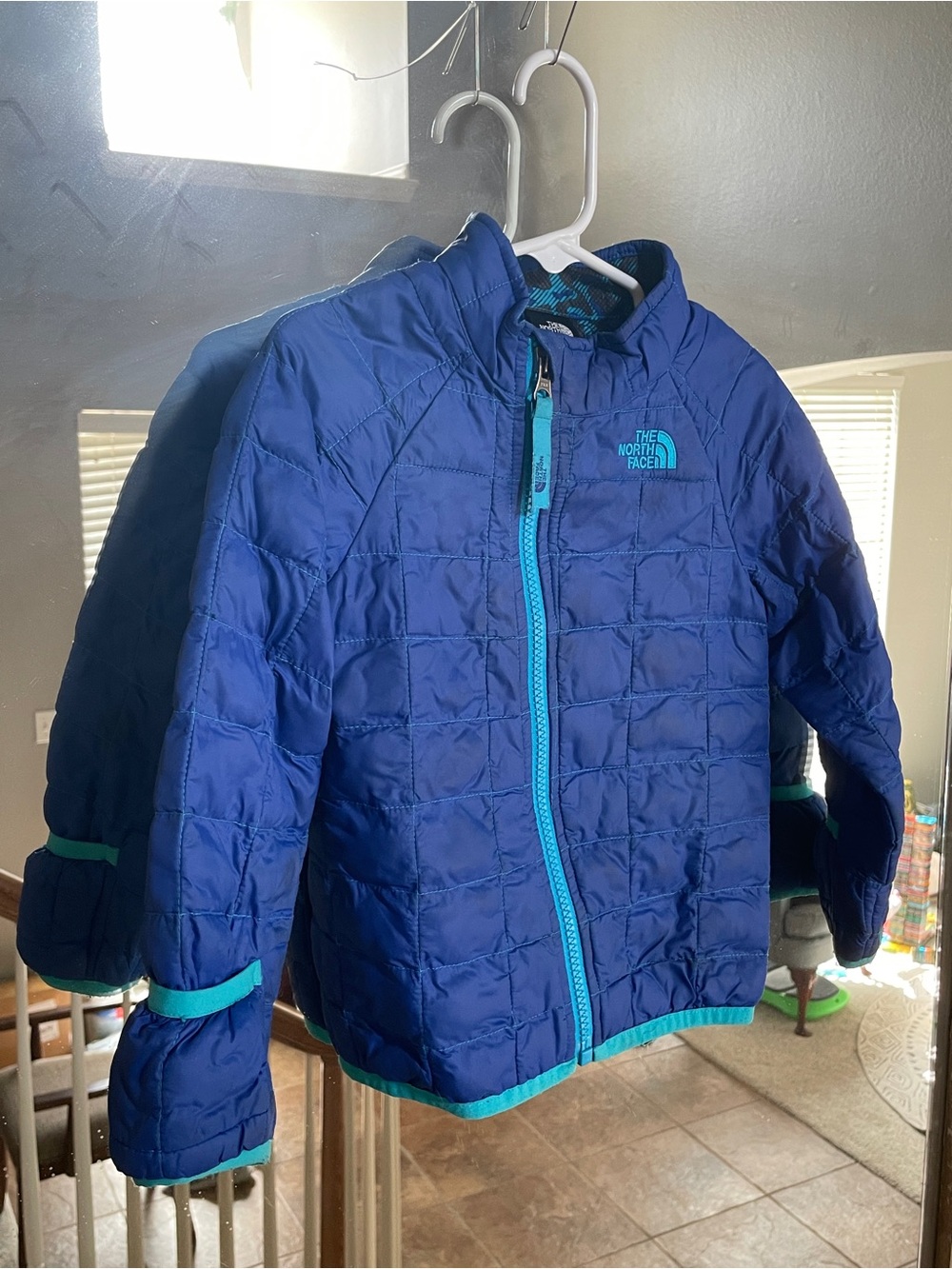 The North Face Toddlers' Royal Blue Quilted Puffer Jacket with Teal Trim